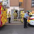 The Dublin Fire Brigade mills around, Fire and Water: The Burning of the Blackrock Centre, County Dublin, Ireland - 12th August 2017