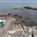 Finn, Harry and Fred down by the waterline, Fire and Water: The Burning of the Blackrock Centre, County Dublin, Ireland - 12th August 2017