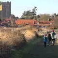 We walk over the marshes back to the castle, An Orford Day Out, Orford, Suffolk - 17th February 2018