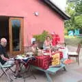 Grandad's over for tea on the patio, RAF 100 Flypast and Sing Tong, Diss, Norfolk - 7th July 2018