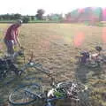 Paul drops his bike on the grass, The BSCC Rides to Star Wing Beer Festival, Redgrave, Suffolk - 12th July 2018