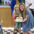 Hannah shows off the cake, An Oaksmere Party, Brome, Suffolk - 14th July 2018