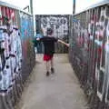 Fred on Graffiti Bridge, over the DART, A Trip to Da Gorls, Monkstown Farm, County Dublin, Ireland - 4th August 2018