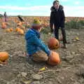 Harry and Fred both choose massive pumpkins, Pumpkin Picking at Alstede Farm, Chester, Morris County, New Jersey - 24th October 2018