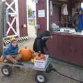 Harry has a sit down on the trolley, Pumpkin Picking at Alstede Farm, Chester, Morris County, New Jersey - 24th October 2018