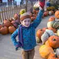 Harry does his best 'statue of Liberty', Pumpkin Picking at Alstede Farm, Chester, Morris County, New Jersey - 24th October 2018