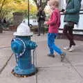 Harry wanders past a fire hydrant, Times Square, USS Intrepid and the High Line, Manhattan, New York - 25th October 2018