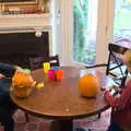 The boys carve their Alstede pumpkins, Times Square, USS Intrepid and the High Line, Manhattan, New York - 25th October 2018