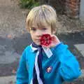 Harry' poppy, out of a plastic bottle bottom, The Remembrance Sunday Parade, Eye, Suffolk - 11th November 2018