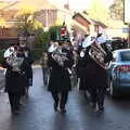 The band marches up Church Street, The Remembrance Sunday Parade, Eye, Suffolk - 11th November 2018