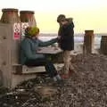 Isobel gives Fred something she's found, Sunset at the Beach, Southwold, Suffolk - 18th November 2018