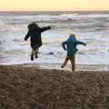 The boys leap around, Sunset at the Beach, Southwold, Suffolk - 18th November 2018