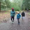 The gang wander through the woods, Ickworth House, Horringer, Suffolk - 29th December 2018