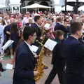 The saxophone section of another band marches past, An Easter Parade, Nerja, Andalusia, Spain - 21st April 2019