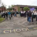 People assemble at the school, A St. George's Day Parade, Dickleburgh, Norfolk - 28th April 2019