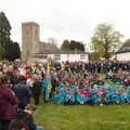 The massed crowds behind the church in Dickleburgh, A St. George's Day Parade, Dickleburgh, Norfolk - 28th April 2019