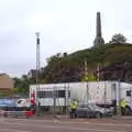 An obelisk stands over Holyhead ferry terminal, The Summer Trip to Ireland, Monkstown, Co. Dublin, Ireland - 9th August 2019