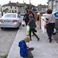 We head off for the bus, as Harry writes something, Jimmy and Catherina's, Ballsbridge, Dublin - 10th August 2019