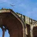 A plane flies over as a pigeon sits on a wall, Kenilworth Castle and the 69th Entry Reunion Dinner, Stratford, Warwickshire - 14th September 2019