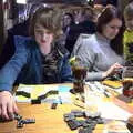 Fred and Nosher play dominoes, A Trip to Harry Potter World, Leavesden, Hertfordshire - 16th February 2020