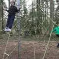The boys in a tangle of ropes, A Trip to High Lodge, Brandon, Suffolk - 7th March 2020