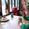 The boys have a cheese roll and some Pringles, A Trip to High Lodge, Brandon, Suffolk - 7th March 2020