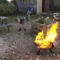 Harry sets fire to a cardboard box, An April Lockdown Miscellany, Eye, Suffolk - 10th April 2020