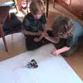 The boys watch a MicroBot, The Old Brickworks and a New Road, Hoxne and Eye, Suffolk - 26th May 2020