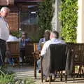 Frazer chats to guests, from a distance, Fred's Last Day of Primary School, Eye, Suffolk - 22nd July 2020