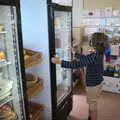 Fred checks the ice-cream freezer, A Walk up Hound Tor, Dartmoor, Devon - 24th August 2020