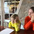 Harry and Isobel check out the Cobley's menu , A Walk up Hound Tor, Dartmoor, Devon - 24th August 2020