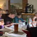 The gang inspect the menu, Camping at Three Rivers, Geldeston, Norfolk - 5th September 2020