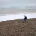 Harry throws stones into the sea, Sizewell Beach and the Lion Pub, Sizewell and Theberton, Suffolk - 4th October 2020