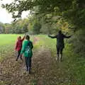 Isobel has her hands up, A Walk Around Thornham Estate, Thornham Magna, Suffolk - 18th October 2020