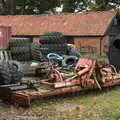 A massive pile of tyres and some farm machinery, A Walk Around Thornham Estate, Thornham Magna, Suffolk - 18th October 2020