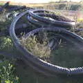 There's a big pile of coiled pipe on West's farm, A Walk Around the Avenue, Brome, Suffolk - 25th October 2020