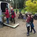 The boys queue to get ice-cream from a van, A Trip to Lynford Arboretum, Mundford, Norfolk - 30th October 2020
