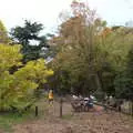 Several people are sitting outside the horsebox café, A Trip to Lynford Arboretum, Mundford, Norfolk - 30th October 2020