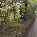 Harry and Isobel veer off onto the path, To See the Hairy Pigs, Thrandeston, Suffolk - 7th November 2020