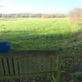 Harry has a pause on Peter Allen's bench, Drone Flying and the Old Chapel, Thrandeston, Suffolk - 15th November 2020