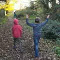 Fred sticks his hands up in despair, The Dereliction of Eye, Suffolk - 22nd November 2020