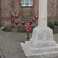 Harry looks at the War Memorial, The Dereliction of Eye, Suffolk - 22nd November 2020