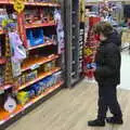 Fred looks at toys in Morrisons, A Return to the Oaksmere, Brome, Suffolk - 8th December 2020