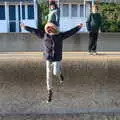 Harry hurls himself off the wall, A Return to the Beach, Southwold, Suffolk - 20th December 2020