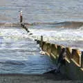 Harry leans on a groyne and stares out to sea, A Return to the Beach, Southwold, Suffolk - 20th December 2020