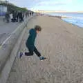 Fred takes another jump, A Return to the Beach, Southwold, Suffolk - 20th December 2020