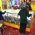 Harry and Fred on the coin pushers, A Return to the Beach, Southwold, Suffolk - 20th December 2020