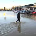 Someone walks through the floods to Desira, The Christmas Eve Floods, Diss, Norfolk - 24th December 2020