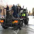 The staff get a lift to the care home, The Christmas Eve Floods, Diss, Norfolk - 24th December 2020