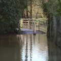 The footbridge peeks out above the water, The Christmas Eve Floods, Diss, Norfolk - 24th December 2020